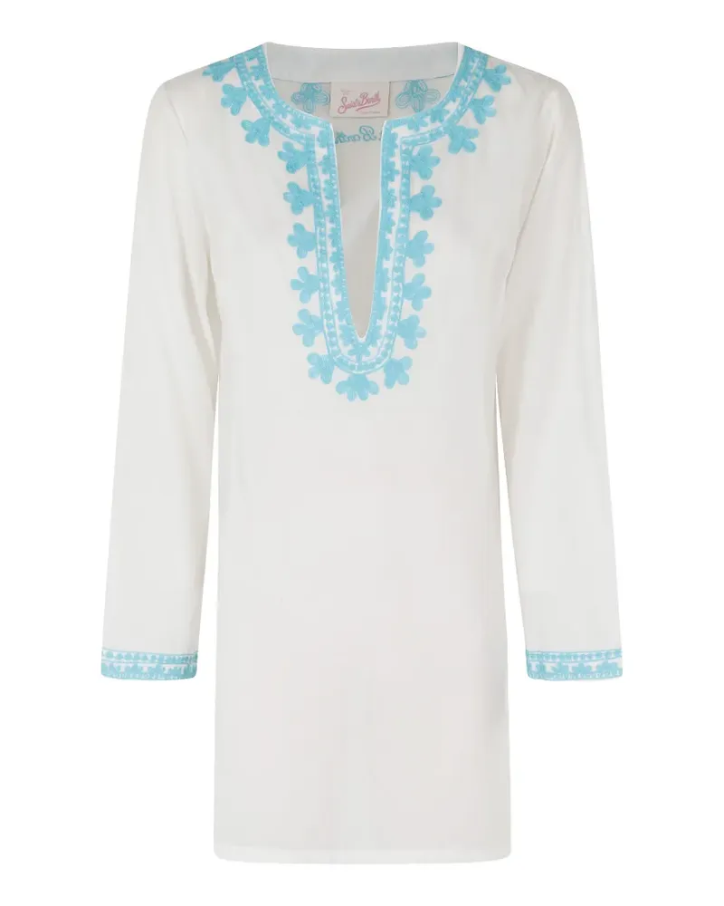 MC2 Saint Barth embroidered V-neck kaftan - Weiß Weiß
