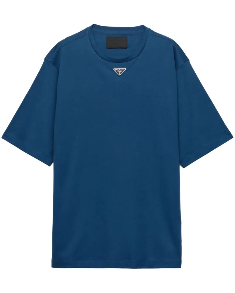 Prada T-Shirt mit Triangel-Logo - Blau Blau