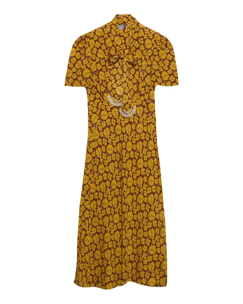 Prada embroidered printed sable dress - Gelb Gelb