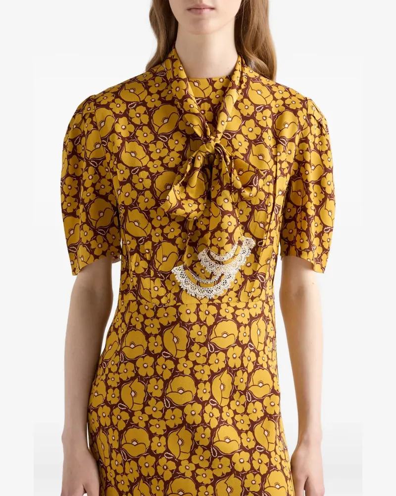 Prada embroidered printed sable dress - Gelb Gelb
