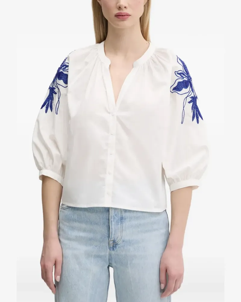 Desigual Cratos Bluse mit Perlen - Weiß Weiß