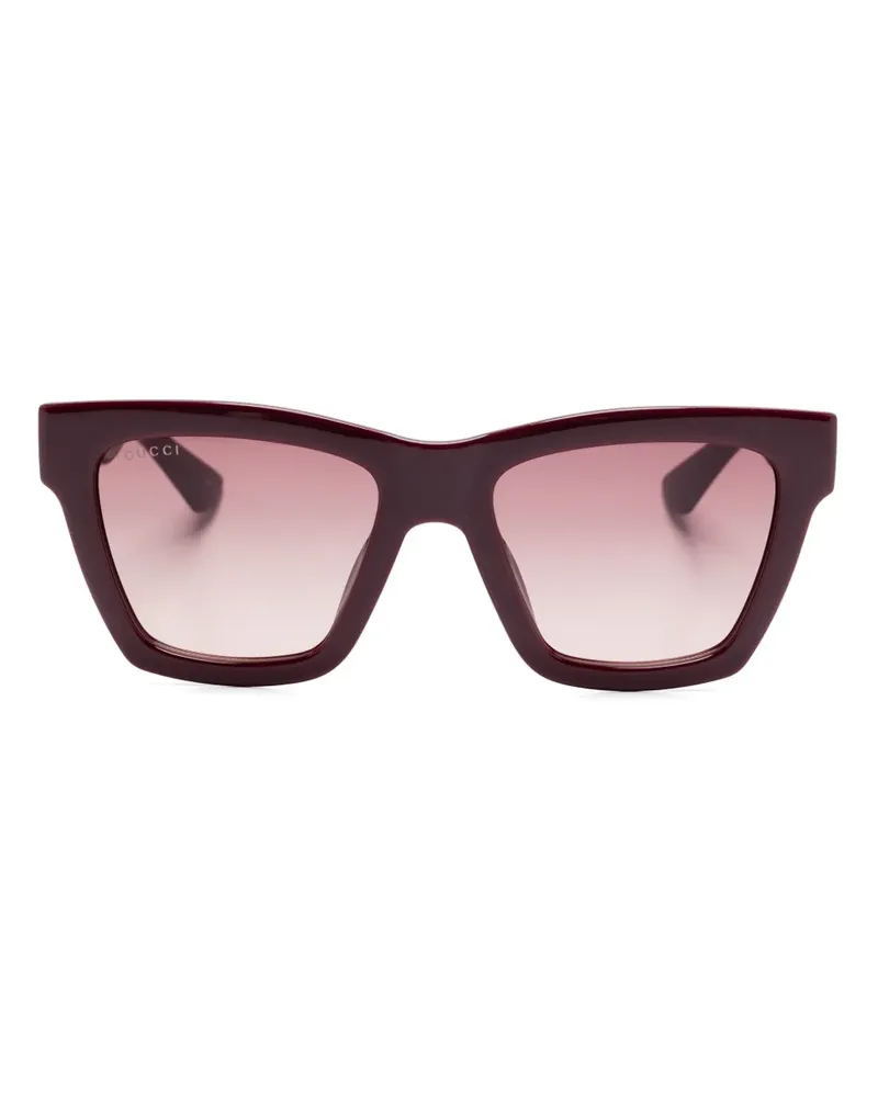 Gucci Sonnenbrille mit eckigem Gestell - Rot Rot