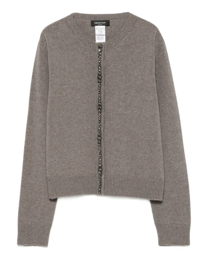 Fabiana Filippi Gerippter Cardigan mit Perlen - Grau Grau