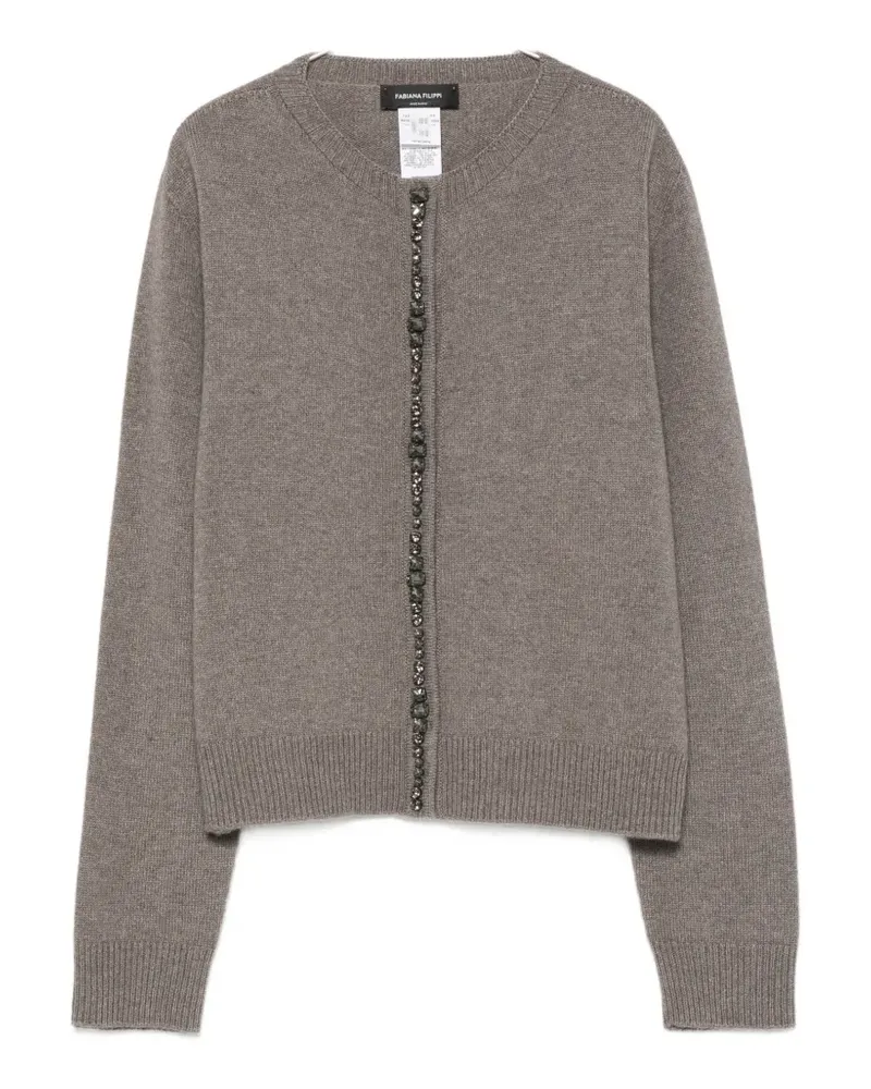 Fabiana Filippi bead-embellished ribbed-trim cardigan - Grau Grau