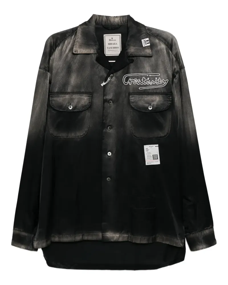 MIHARAYASUHIRO Ausgeblichenes Satinhemd - Schwarz Schwarz