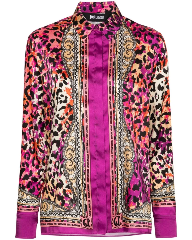 Just Cavalli Langärmeliges Hemd mit Logo-Print - Rosa Rosa