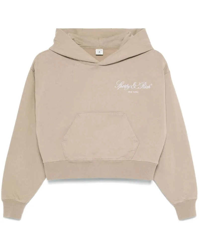 SPORTY & RICH Cropped-Hoodie mit Vendome-Schriftzug - Nude Nude
