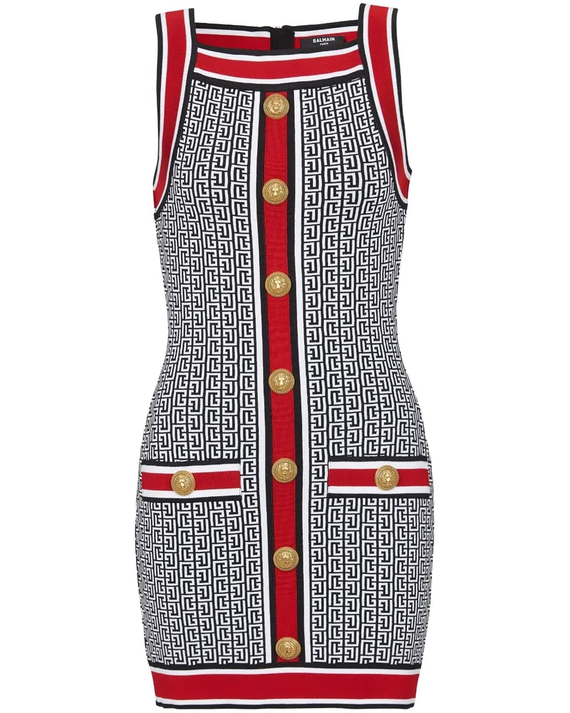 Balmain Minikleid mit Monogramm Rot