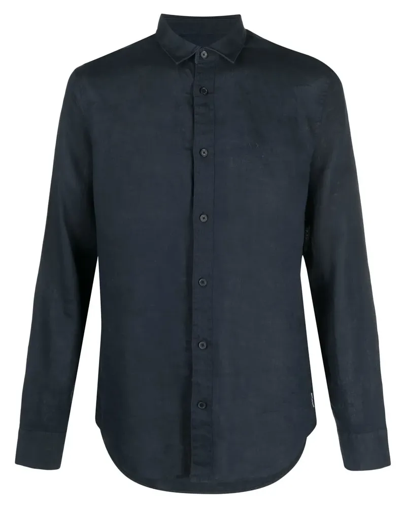 Armani Exchange Langärmeliges Leinenhemd - Blau Blau