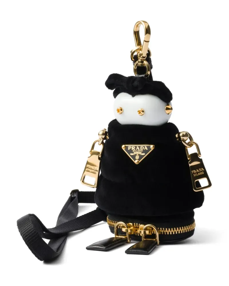 Prada Taschenanhänger mit Logo-Schild - Schwarz Schwarz