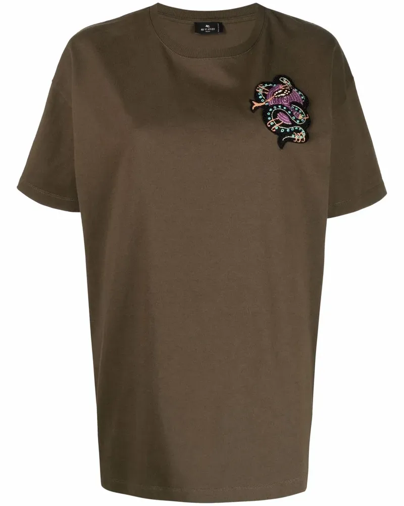 Etro T-Shirt mit Perlen - Grün Grün