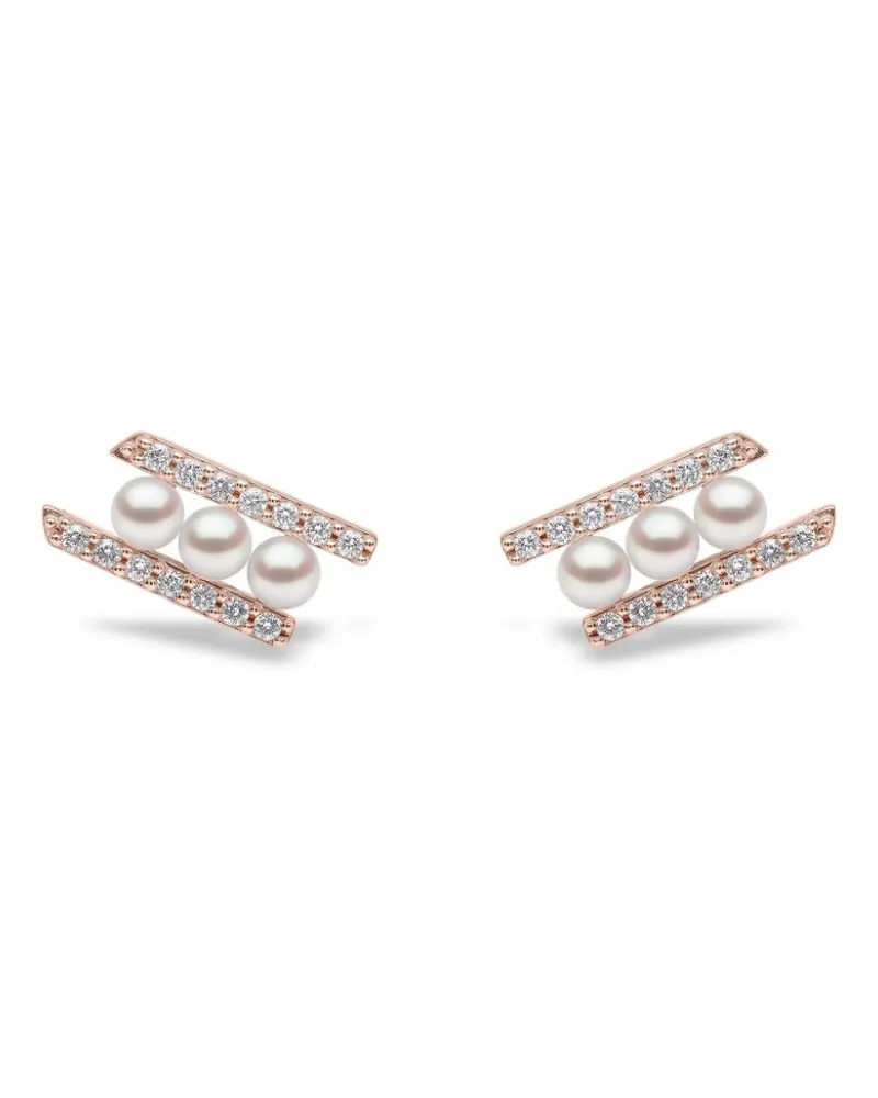YOKO London 18kt Rotgoldohrringe mit Akoya-Perlen und Diamanten - Rosa Rosa