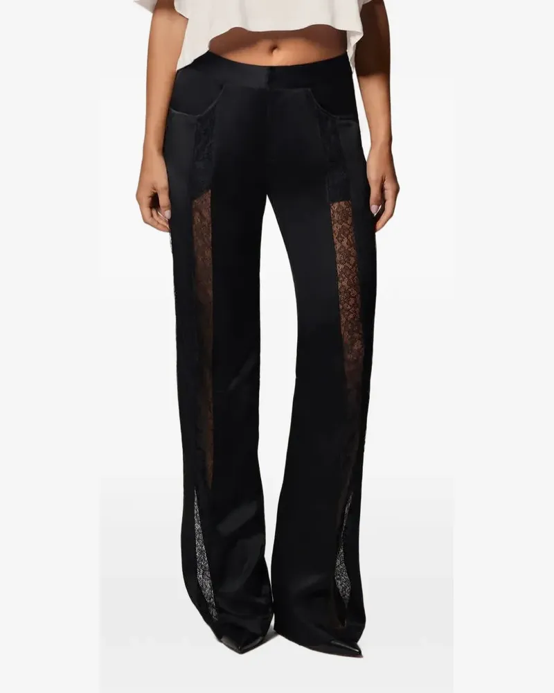Kiki De Montparnasse Petite Fleur lace-panel trousers - Schwarz Schwarz