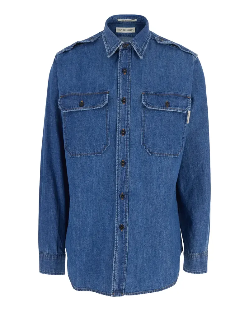 Roy Roger's xEva Herzigová buttoned flap-pocket shirt - Blau Blau