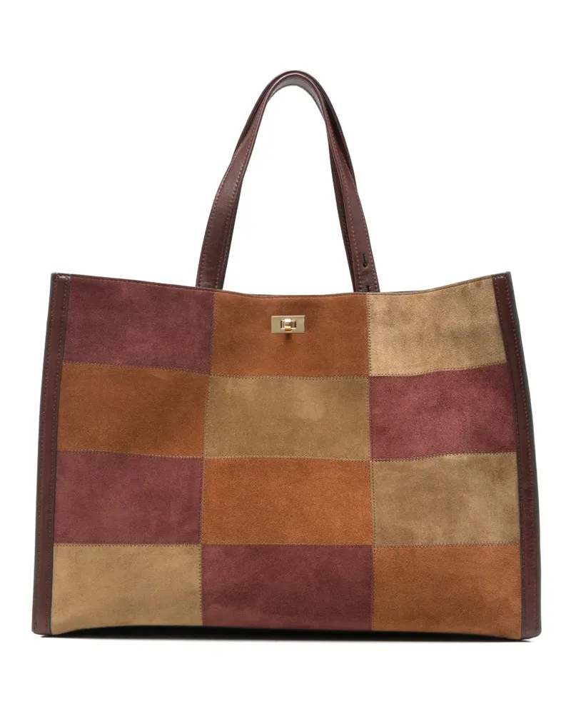 Anya Hindmarch Mortimer patchwork suede tote bag - Braun Braun