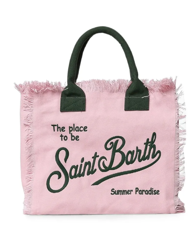MC2 Saint Barth frayed logo-print tote bag - Rosa Rosa