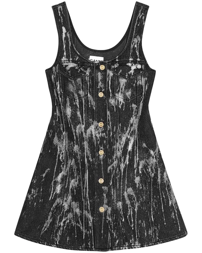 Ganni Minikleid mit gebürstetem Effekt - Schwarz Schwarz