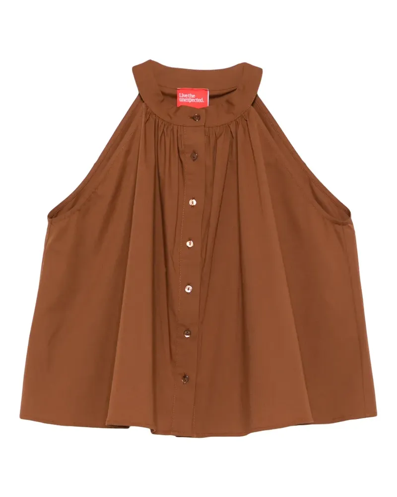 ..,merci button halterneck top - Braun Braun