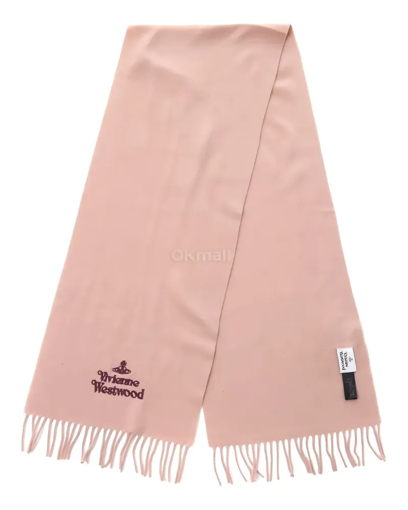 Vivienne Westwood embroidered fringed scarf - Nude Nude
