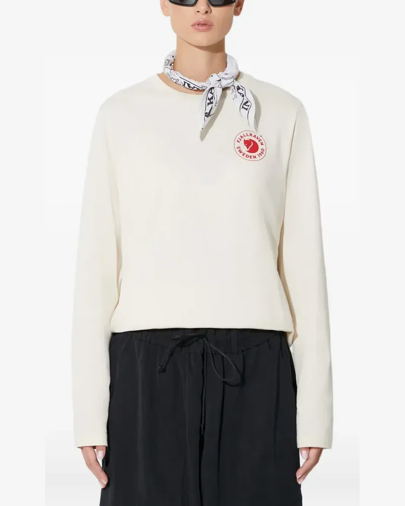Fjäll Räven Langarmshirt mit Logo - Weiß Weiß