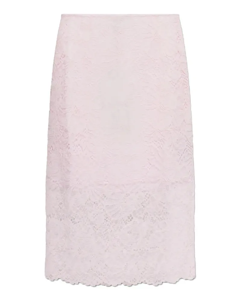 ROTATE Birger Christensen lace-overlay scalloped-edge midi skirt - Rosa Rosa