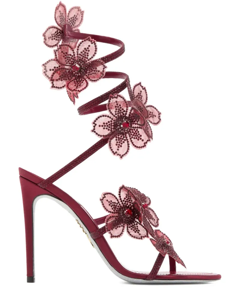 René Caovilla Sandalen mit Kristallblume 105mm - Rot Rot