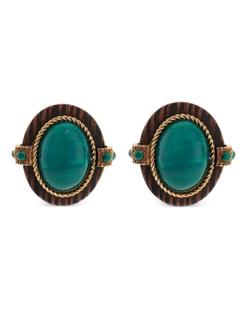 Roberto Cavalli Runde Ohrringe mit Emaille - Grün Grün