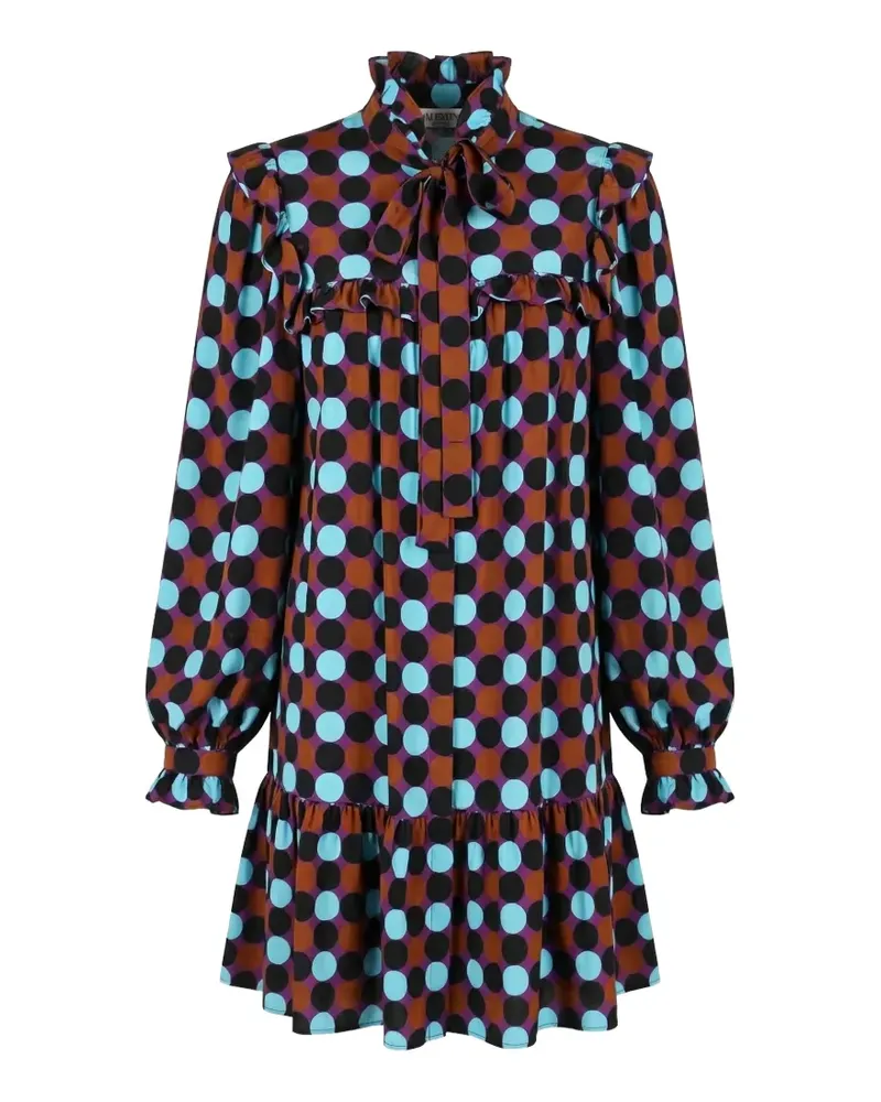 Valentino Garavani Gerüschtes Kleid mit Polka Dots - Braun Braun