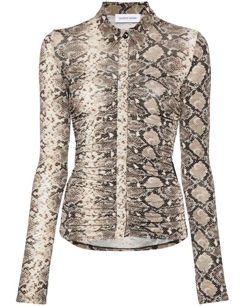 Marine Serre Drapierte Bluse mit Python-Print - Braun Braun