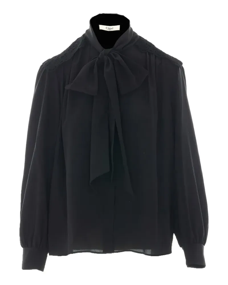Chloé Seidenbluse mit Schleifenverschluss - Schwarz Schwarz