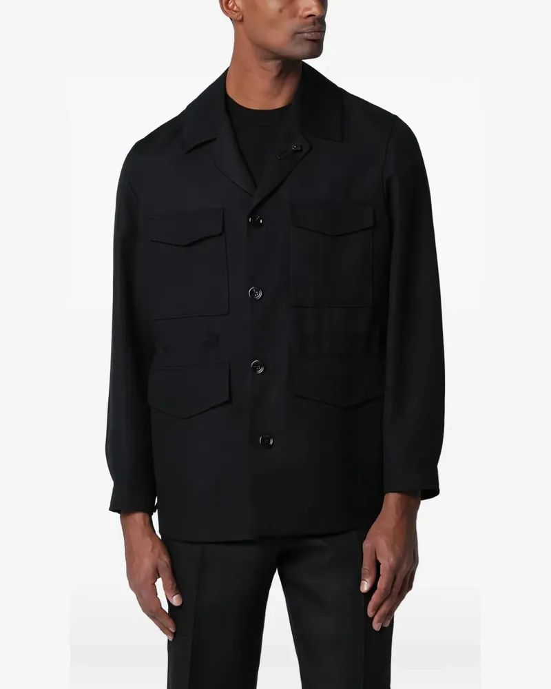 LARDINI flap-pocket shirt jacket - Schwarz Schwarz