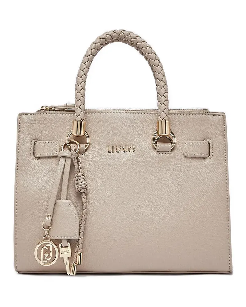 Liu Jo Logo-Tote Bag mit geflochtenem Henkel - Nude Nude