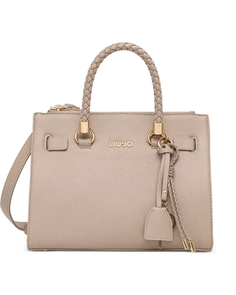 Liu Jo braided-handle logo-plaque tote bag - Nude Nude