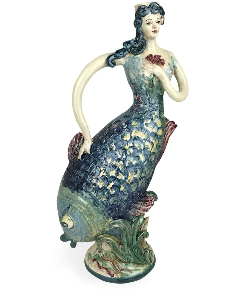 Les-Ottomans Siren Vase aus Porzellan Blau