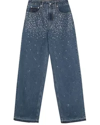 Alessandra Rich Wide-Leg-Jeans mit Strass Blau