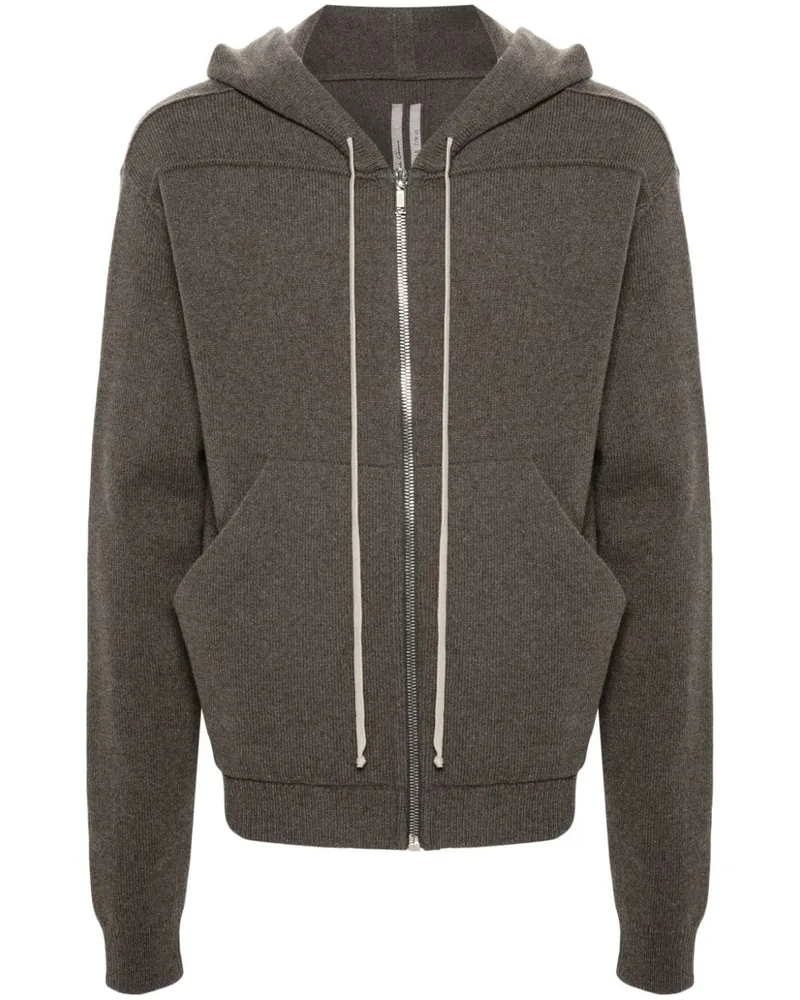 Rick Owens Fein gestrickte Kapuzenjacke - Grau Grau