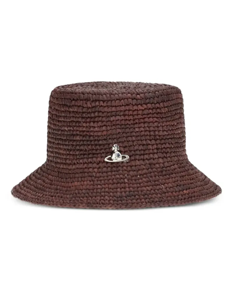Vivienne Westwood Fischerhut aus Raffiabast mit Orb-Schild - Braun Braun