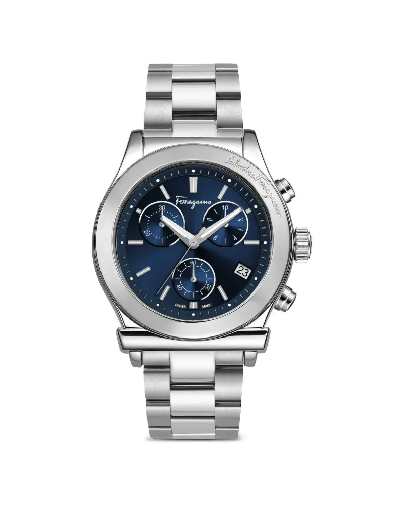 Ferragamo Edelstahl-Chronograph 42mm - Blau Blau