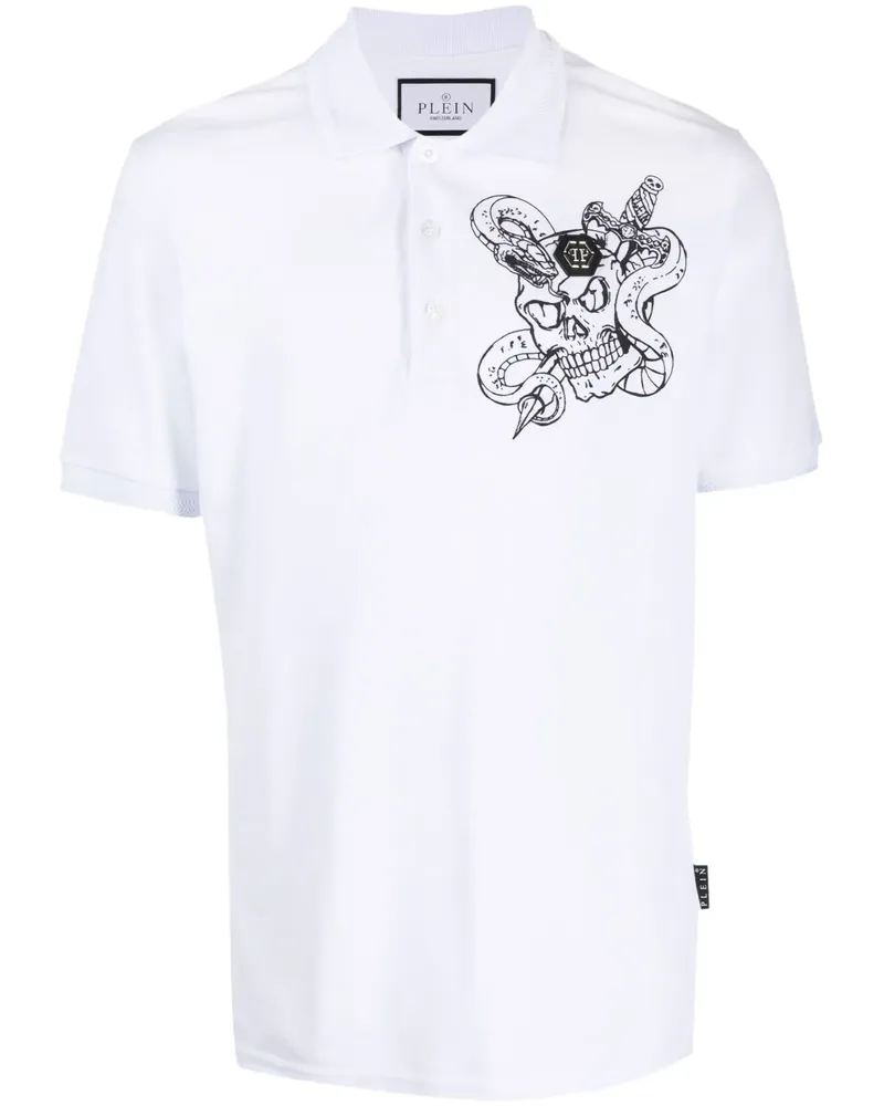 Philipp Plein Poloshirt mit Schlangen-Print - Weiß Weiß