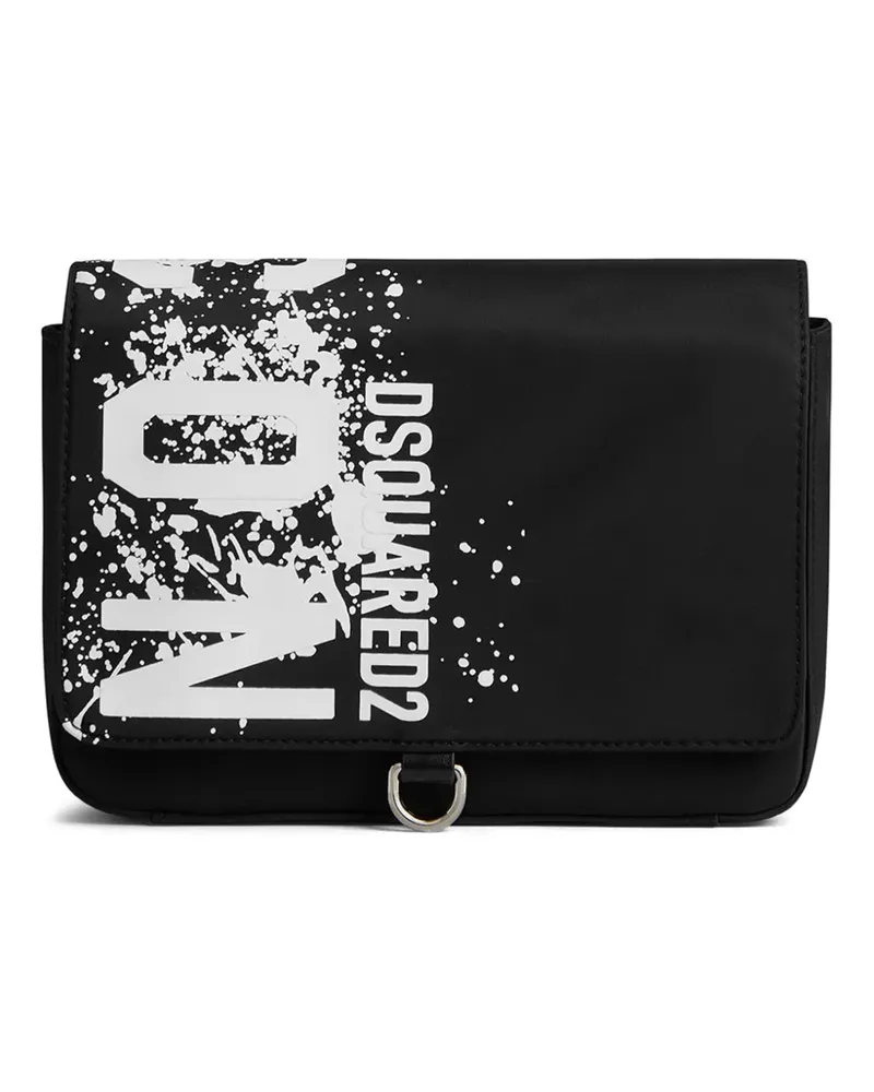 Dsquared2 Kuriertasche mit Logo-Print - Schwarz Schwarz