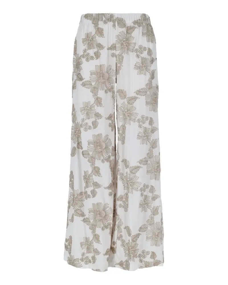 Kaos Hose mit Blumenprint - Weiß Weiß