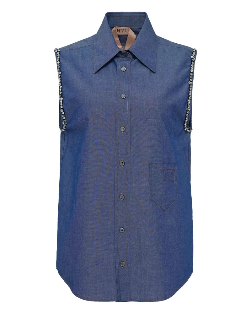 N° 21 Ärmelloses Top mit Kristallen - Blau Blau