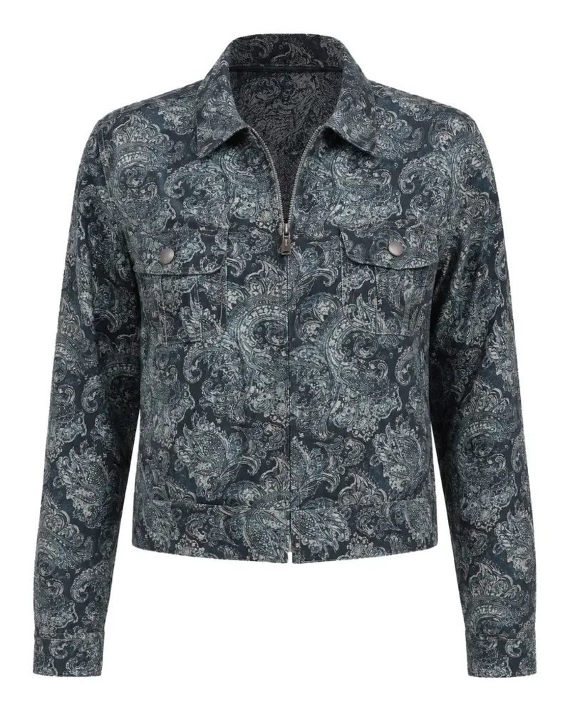 R13 Hemdjacke mit Paisley-Muster - Blau Blau