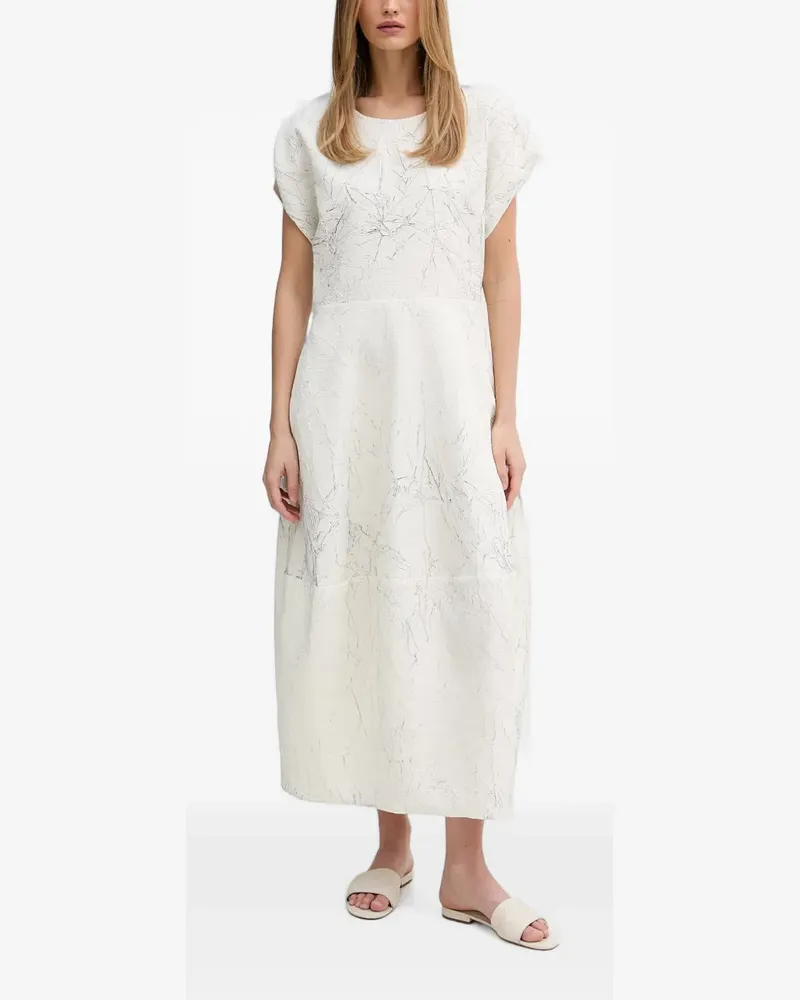 Joseph Ribkoff crinkled-effect short-sleeved midi dress - Nude Nude