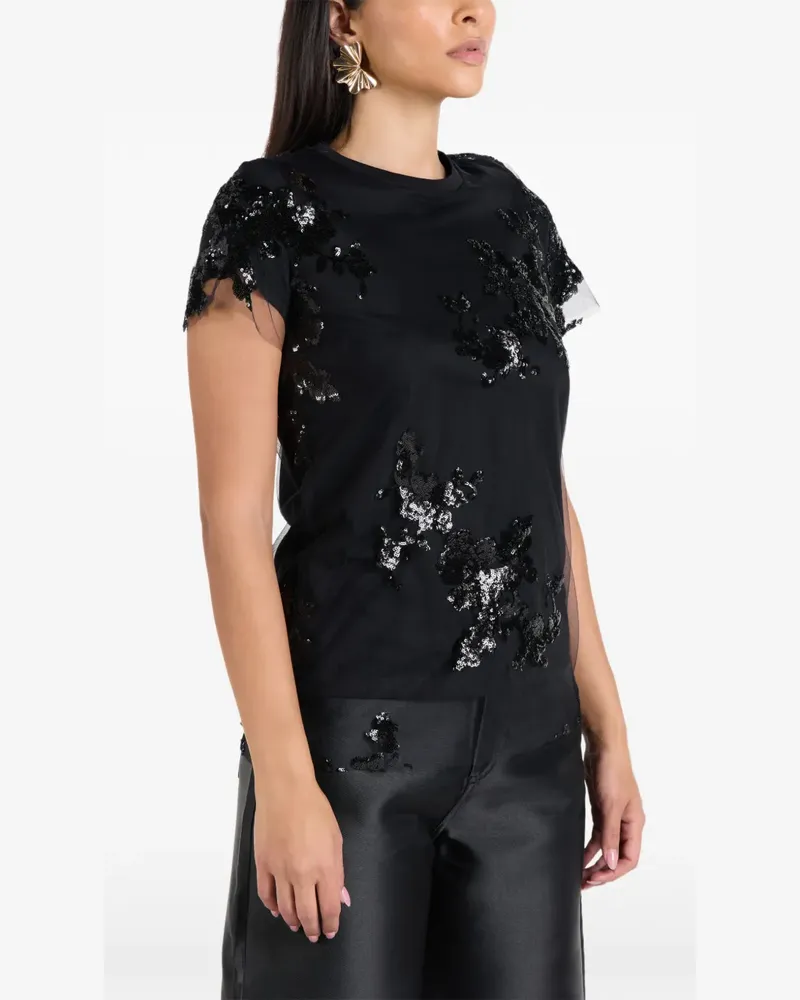 Marques ' Almeida T-Shirt mit Pailletten-Overlay - Schwarz Schwarz