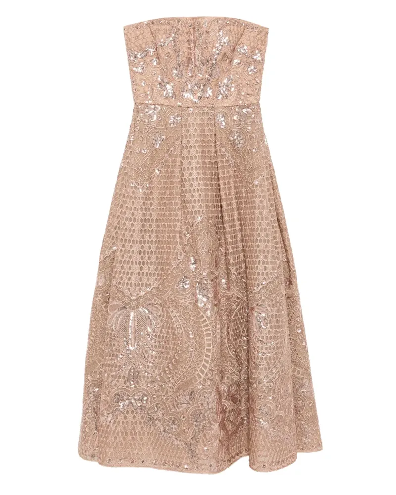 Elie Saab Besticktes Midikleid - Braun Braun