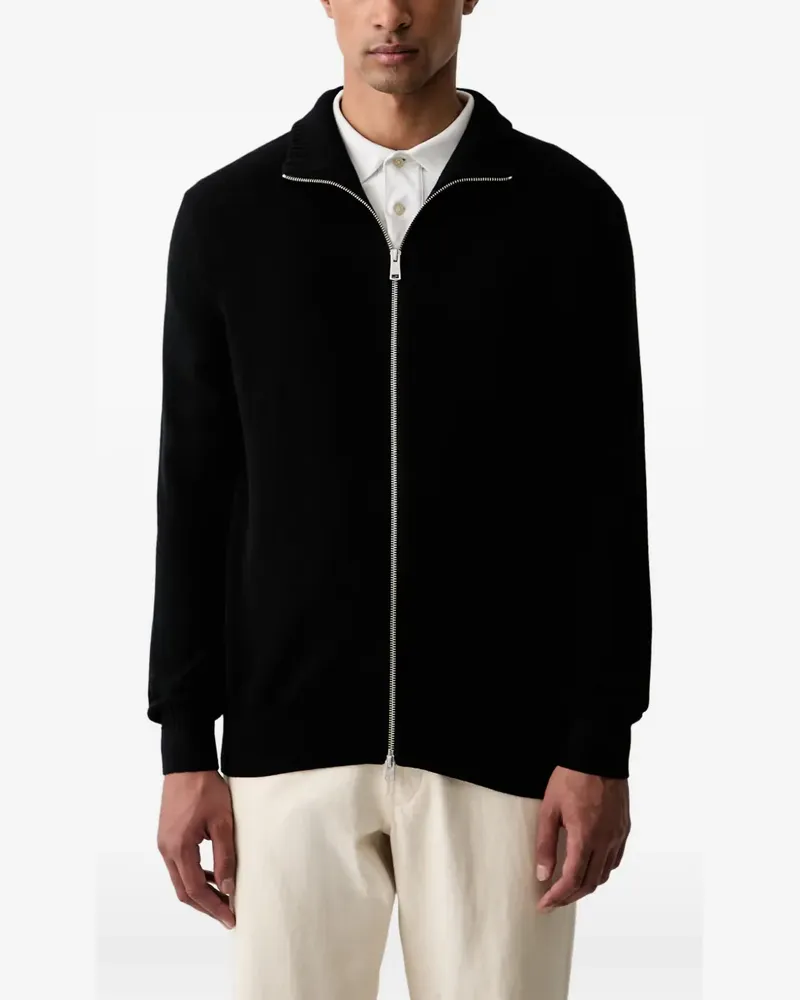 Marc O'Polo Gerippter Cardigan mit Reißverschluss - Schwarz Schwarz