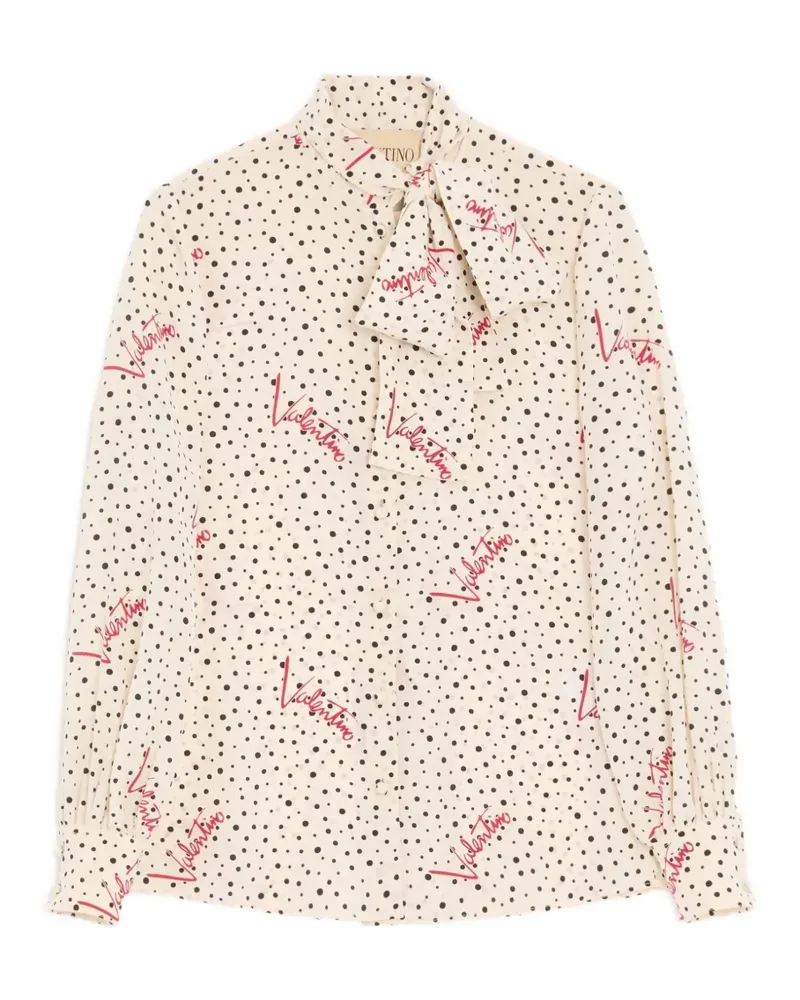 Valentino Garavani Plus De Pois crepe de chine bubble shirt - Nude Nude