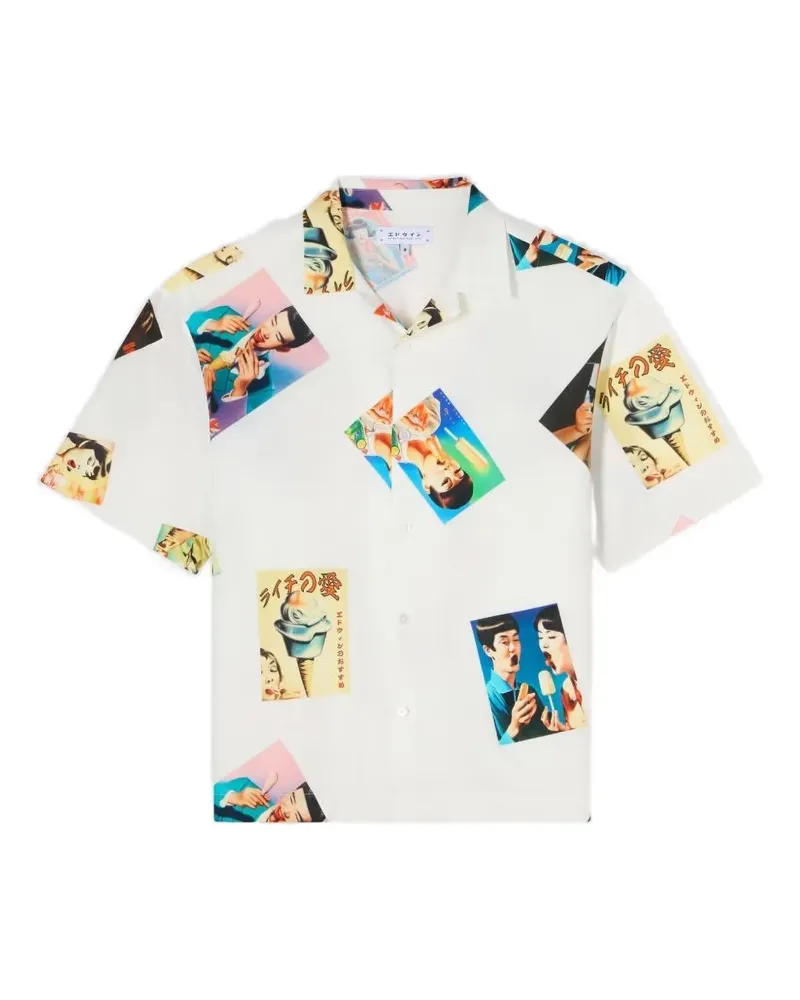 Edwin Jeans Kurzärmeliges Hemd mit Print - Weiß Weiß