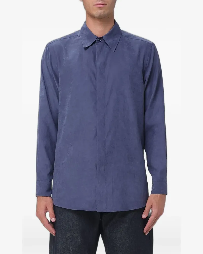 Emporio Armani concealed-fastening long-sleeve shirt - Blau Blau